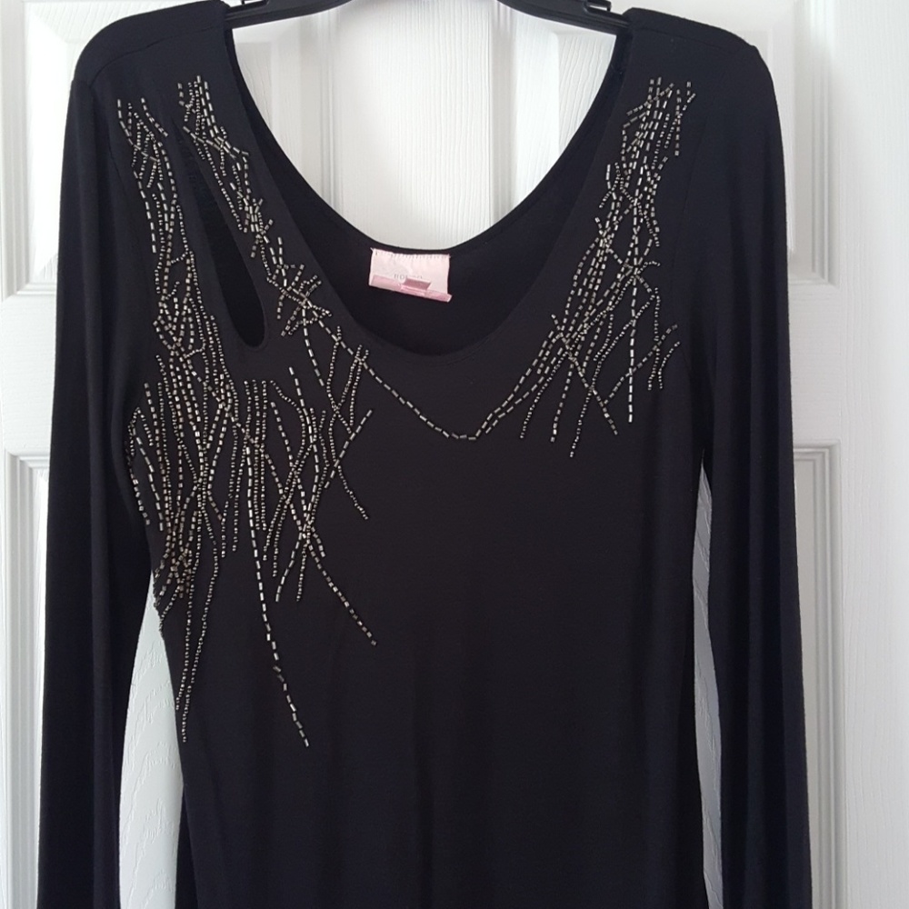 Long Sleeve Fitted Mini Black Dress